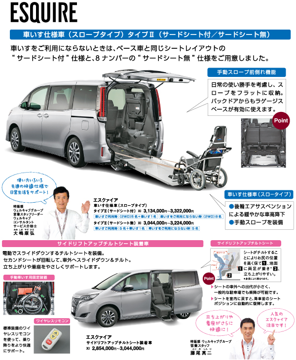 車いすをご利用にならないときは、ベース車と同じシートレイアウトの”サードシート付き”仕様と、8ナンバーの”サードシート無”仕様をご用意しました。